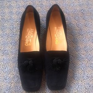 Ferragamo Suede Navy Loafer